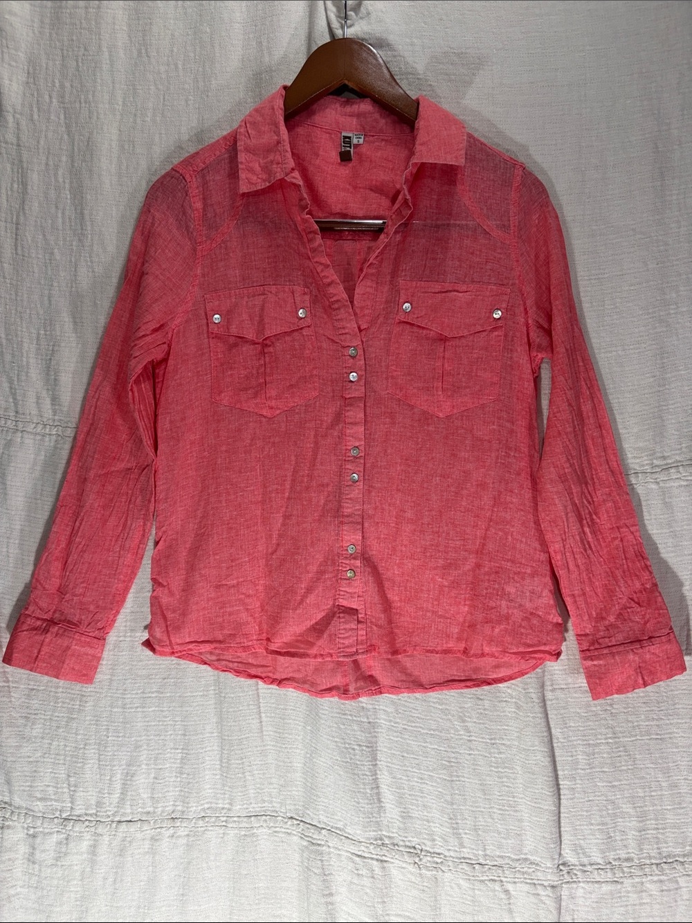 Women's Pink Button-Front Long Sleeve Shirt - Unknown Brand